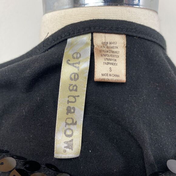 Eye Shadow Black Sequin Bodycon Dress Small Mini Knit Sleeveless Club Party Y2K - Picture 9 of 10